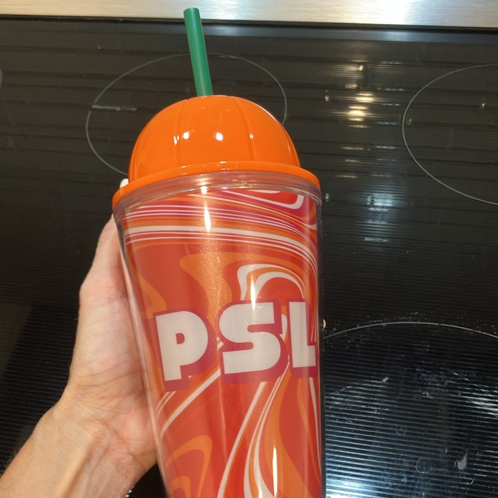 Starbucks PSL European pumpkin spice latte tumbler with straw and keychain NWT - Picture 2 of 3